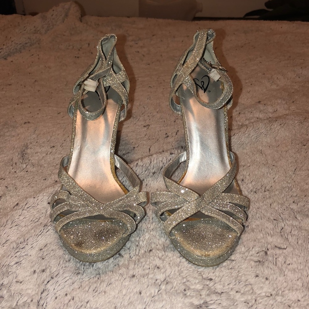 Sliver sparkly heels